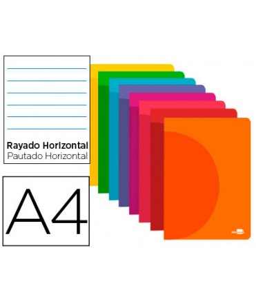 Libreta liderpapel 360 tapa de plastico a4 48 hojas 90g/m2 horizontal con margen colores surtidos