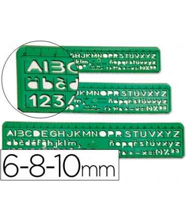 Normografo escolar domingo ferrer 6/8/10 mm plastico verde juego de 3 unidades