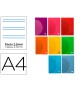 Libreta liderpapel 360 tapa de plastico a4 48 hojas 90g/m2 pauta 5 2,5mm con margen colores surtidos