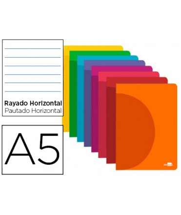 Libreta liderpapel 360 tapa de plastico a5 48 hojas 90g/m2 horizontal con margen colores surtidos