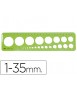 Plantilla faibo circulos 1-35 mm plastico amarillo 27x13 cm