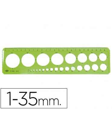 Plantilla faibo circulos 1-35 mm plastico amarillo 27x13 cm