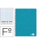 Cuaderno espiral liderpapel folio write tapa blanda 80h 60gr cuadro 4mm con margen color turquesa