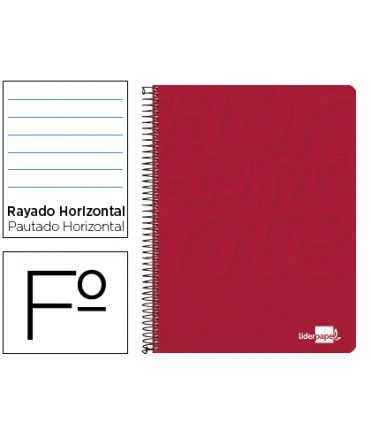 Cuaderno espiral liderpapel folio write tapa blanda 80h 60gr horizontal con margen color rojo