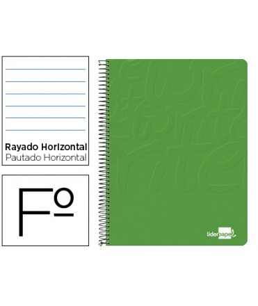 Cuaderno espiral liderpapel folio write tapa blanda 80h 60gr horizontal con margen color verde