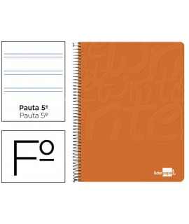 Cuaderno espiral liderpapel folio write tapa blanda 80h 60gr pauta 2,5 mm con margen color naranja