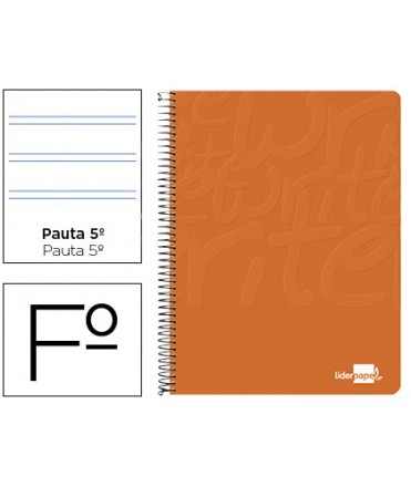 Cuaderno espiral liderpapel folio write tapa blanda 80h 60gr pauta 2,5 mm con margen color naranja
