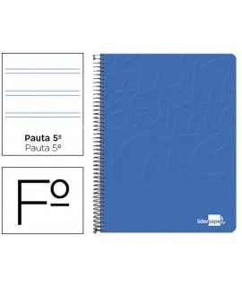 Cuaderno espiral liderpapel folio write tapa blanda 80h 60gr pauta 2,5 mm con margen color azul