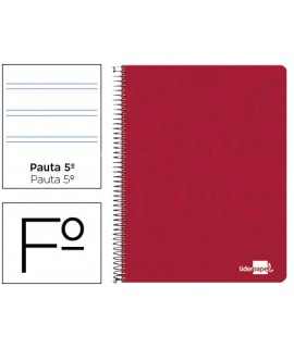 Cuaderno espiral liderpapel folio write tapa blanda 80h 60gr pauta 2,5 mm con margen color rojo