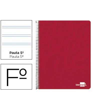 Cuaderno espiral liderpapel folio write tapa blanda 80h 60gr pauta 2,5 mm con margen color rojo