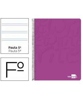 Cuaderno espiral liderpapel folio write tapa blanda 80h 60gr pauta 2,5 mm con margen color rosa