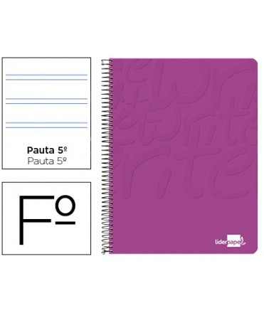Cuaderno espiral liderpapel folio write tapa blanda 80h 60gr pauta 2,5 mm con margen color rosa