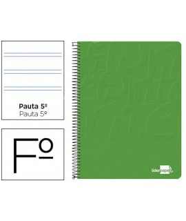 Cuaderno espiral liderpapel folio write tapa blanda 80h 60gr pauta 2,5 mm con margen color verde