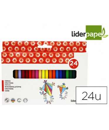 Wax pencils liderpapel box of 24 units assorted colors