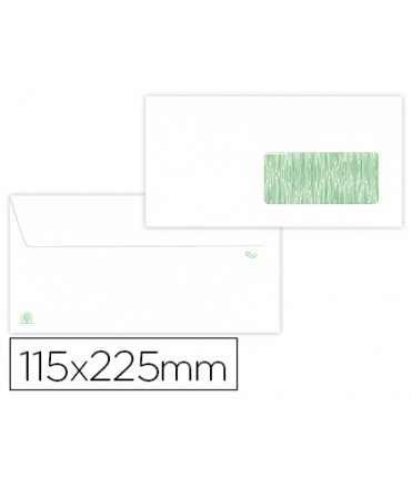 Sobre liderpapel blanco 115x225 mm ventana derecha solapa tira silicona reciclado 90 gr caja de 500 unidades