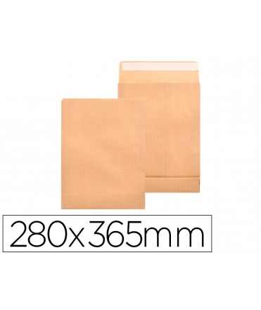 Sobre liderpapel bolsa fuelle kraft armado 280x365x50mm solapa tira de silicona papel 155 gr caja de 50 unidades