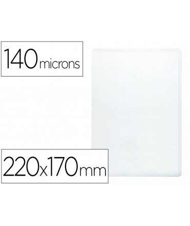 Funda portacarnet q-connect cuarto 140 micras pvc transparente 220x170mm