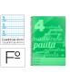 Cuaderno espiral liderpapel folio pautaguia tapa plastico 80h 75gr cuadro pautado 4mm con margen color verde