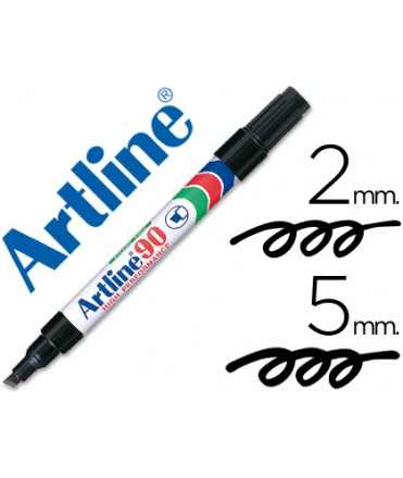 Rotulador artline marcador permanente ek-90 negro punta biselada 5 mm papel metal y cristal