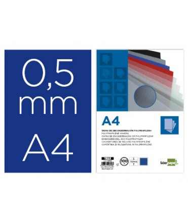 Binding cover liderpapel polypropylene a4 0.5mm opaque blue pack of 100 units