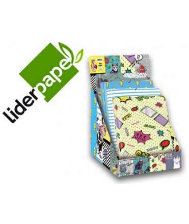 Carpeta liderpapel gomas tres solapas forrada folio fantasia 2019 forrada expositor de 14 unidades