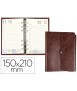 Agenda anillas liderpapel tinde 15x21 cm dia pagina marron simil piel envejecida papel 70 gr