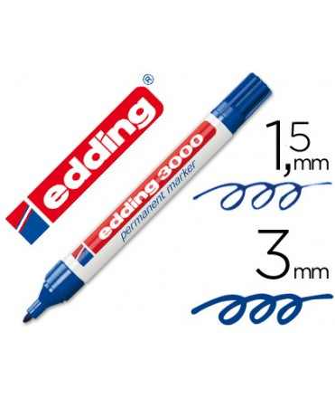 Rotulador edding marcador permanente 3000 azul punta redonda 1,5-3 mm recargable