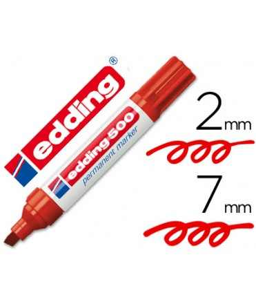 Rotulador edding marcador permanente 500 rojo punta biselada 7 mm