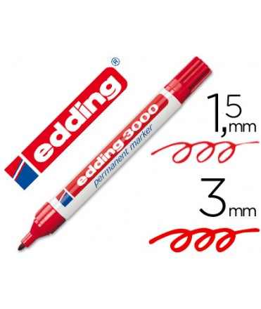 Rotulador edding marcador permanente 3000 rojo punta redonda 1,5-3 mm recargable