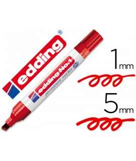 Rotulador edding marcador permanente 1 rojo punta biselada 5 mm recargable