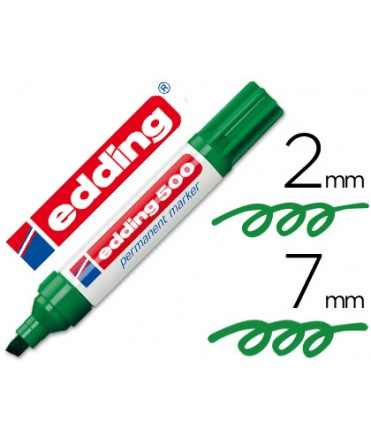 Rotulador edding marcador permanente 500 verde punta biselada 7 mm