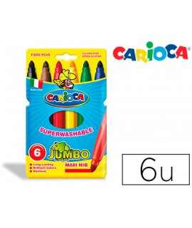 Rotulador carioca jumbo punta gruesa estuche de 6 unidades colores surtidos