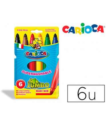 Rotulador carioca jumbo punta gruesa estuche de 6 unidades colores surtidos