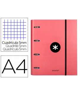 Folder with replacement antartik a4 frame 5mm lined with 4 rings 40mm round with coral flap