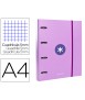 Carpeta con recambio antartik a4 cuadro 5mm forrada 4 anillas 40mm redondas con solapa color lavanda