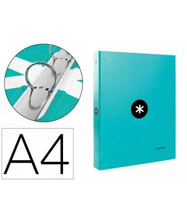 Carpeta antartik a4 forrada 4 anillas 25 mm redondas color menta