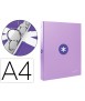 Carpeta antartik a4 forrada 4 anillas 25 mm redondas color lavanda
