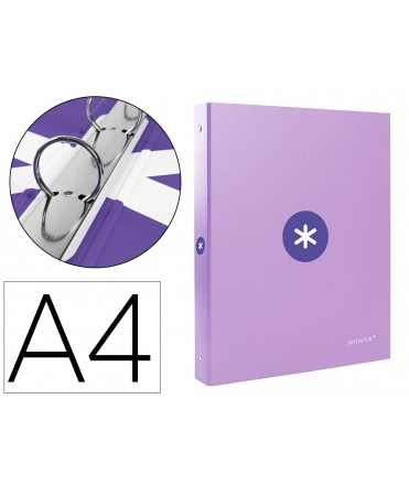 Carpeta antartik a4 forrada 4 anillas 25 mm redondas color lavanda