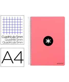 Antartik A4 Spiral Notebook Micro Hardcover 80 h 100 gr 5mm Frame Without Bands 4 Coral Colored Drills