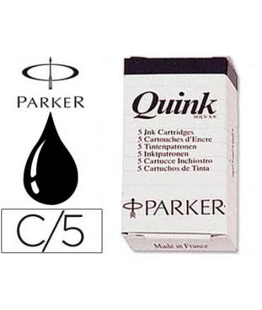 Tinta estilografica parker negra caja de 5 cartuchos