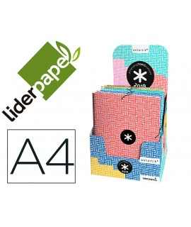 Carpeta liderpapel antartik gomas a4 3 solapas carton forrado trending colores surtidos