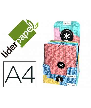 Carpeta liderpapel antartik gomas a4 3 solapas carton forrado trending colores surtidos