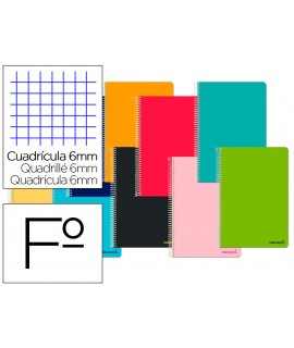 Cuaderno espiral liderpapel folio smart tapa blanda 80h 60gr cuadro 6mm con margen colores surtidos