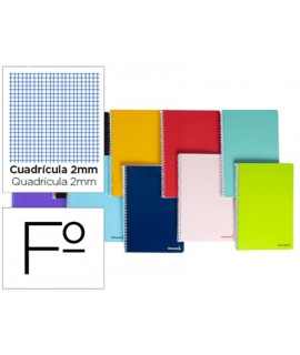 Cuaderno espiral liderpapel folio smart tapa blanda 80h 60gr milimetrado 2mm colores surtidos