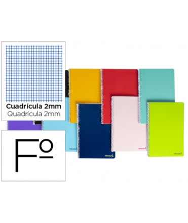 Cuaderno espiral liderpapel folio smart tapa blanda 80h 60gr milimetrado 2mm colores surtidos