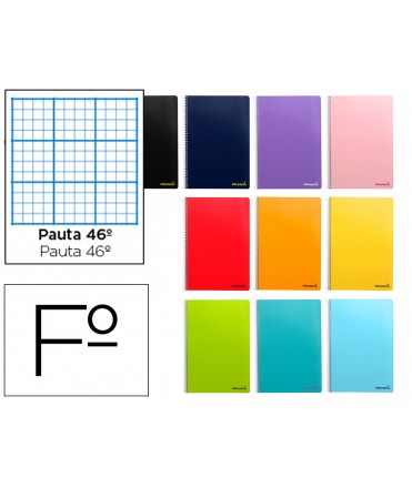 Cuaderno espiral liderpapel folio smart tapa blanda 80h 60gr rayado nº46 colores surtidos