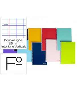 Cuaderno espiral liderpapel folio smart tapa blanda 80h 60gr rayado montessori 3,5mm con margen colores surtidos