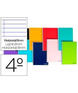 Cuaderno espiral liderpapel cuarto smart tapa blanda 80h 60gr horizontal 8mm con margencolores surtidos