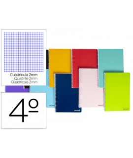 Cuaderno espiral liderpapel cuarto smart tapa blanda 80h 60gr milimetrado 2mm colores surtidos