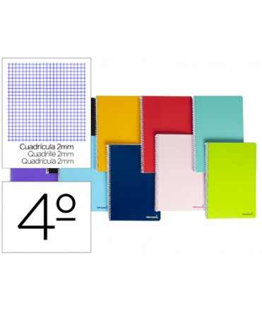 Cuaderno espiral liderpapel cuarto smart tapa blanda 80h 60gr milimetrado 2mm colores surtidos